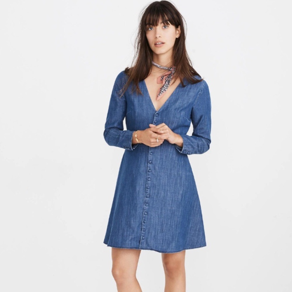 Madewell Denim Lilyblossom Button-Front Dress